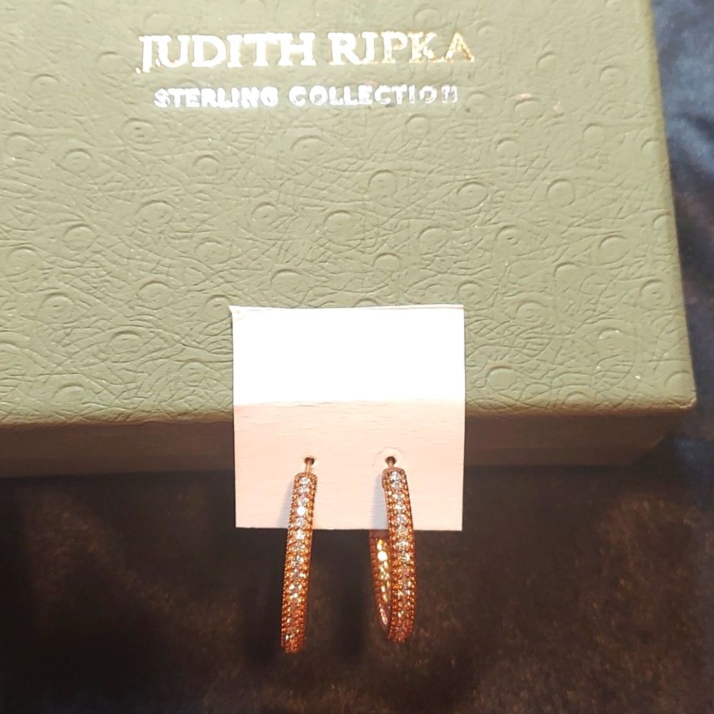 Judith Ripka Sterling Collection Hoop Pierced Earrings – Rose Clad